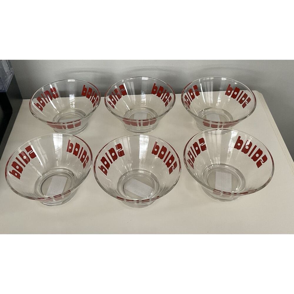 Vintage MCM Glass Salad Bowl Set Wheaton Glass 1970s 6 Pcs Set Pop Art SALAD! - Picture 3 of 3